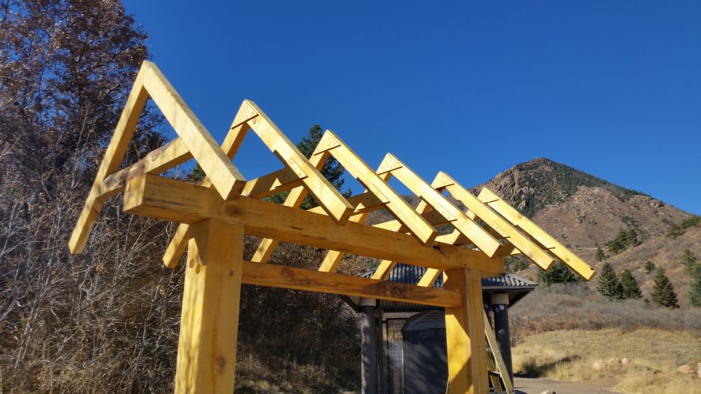 Timber Frame Roof Trusses on Signboard